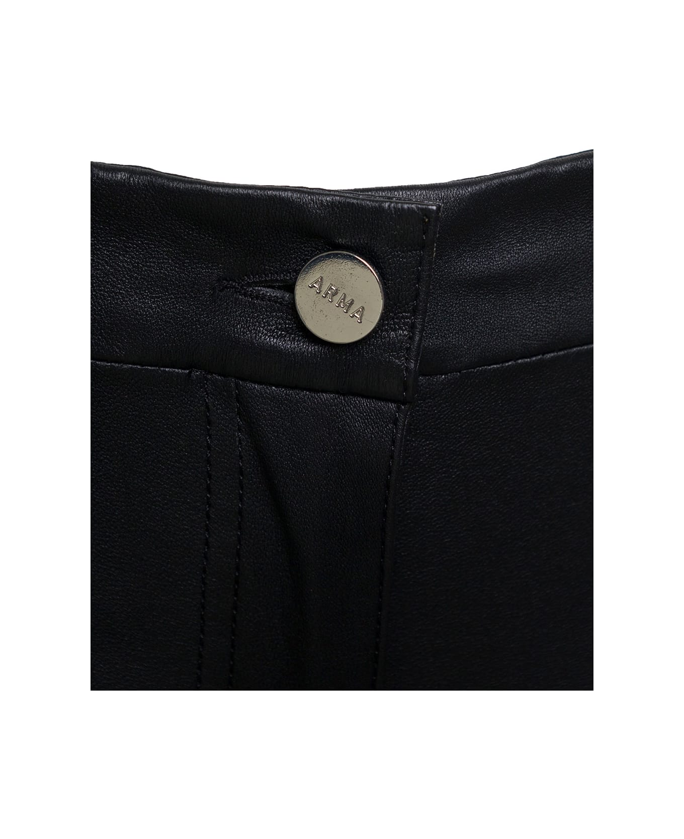 ARMA Black 'izzy' Pants With Branded Button Fastening In Leather Woman - Black