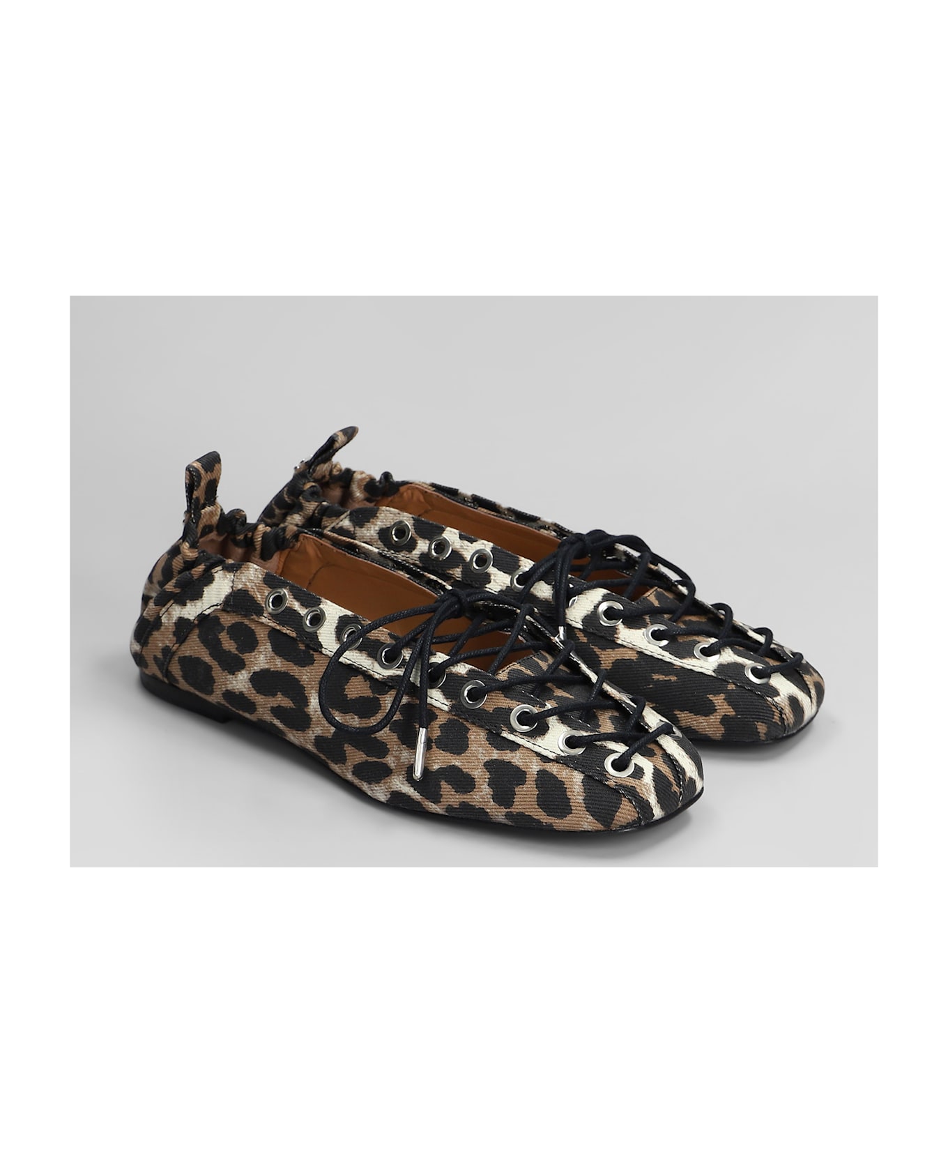 Ganni Ballet Flats In Animalier Cotton - Animalier
