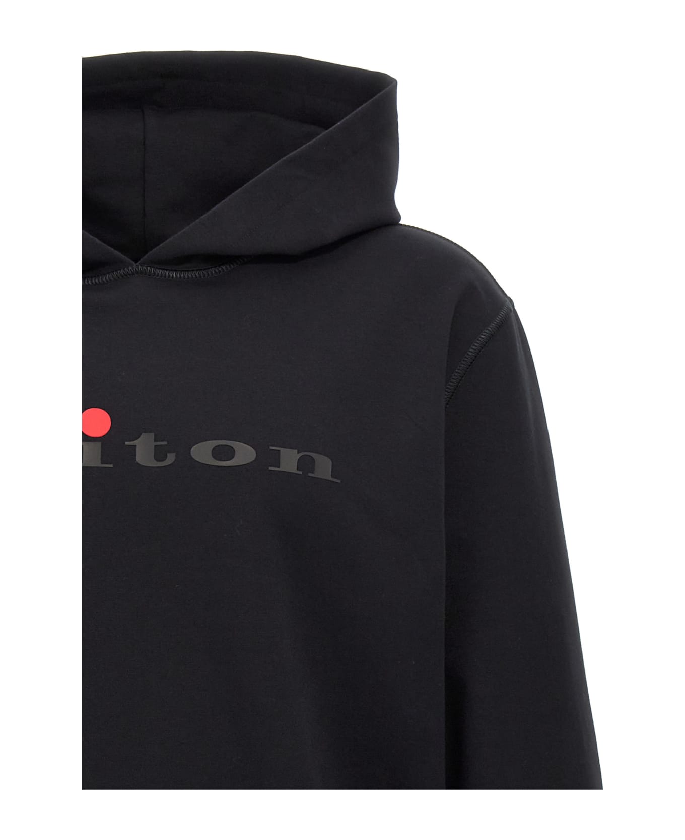 Kiton Logo Print Hoodie - Black   フリース