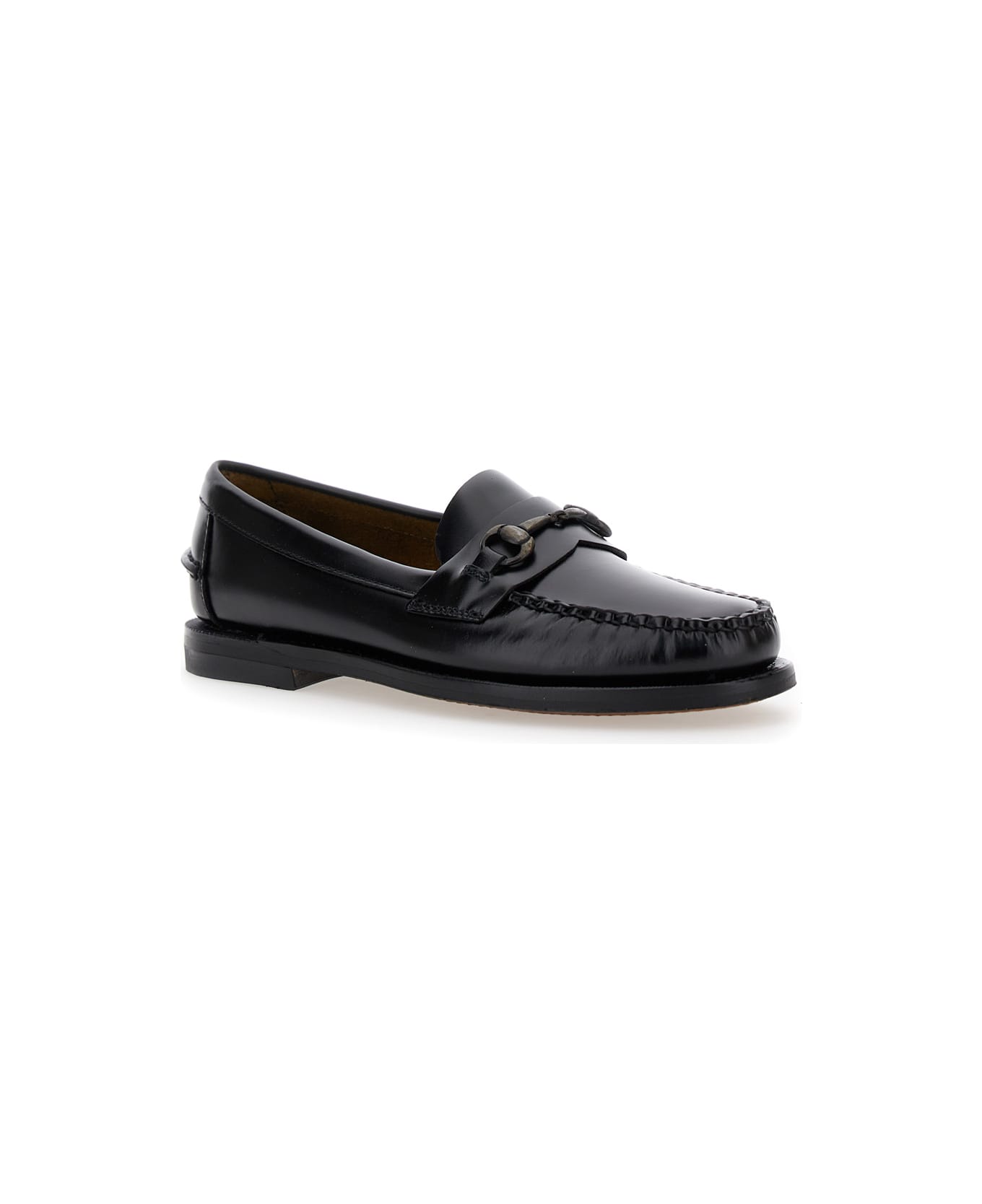 Sebago 'joe' Black Pull-on Loafers With Horsebit Detail In Leather Woman - Black