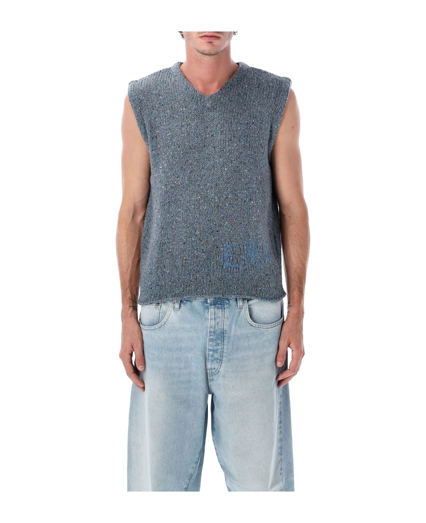 ERL Blue Mélange Knit Vest - BLUE