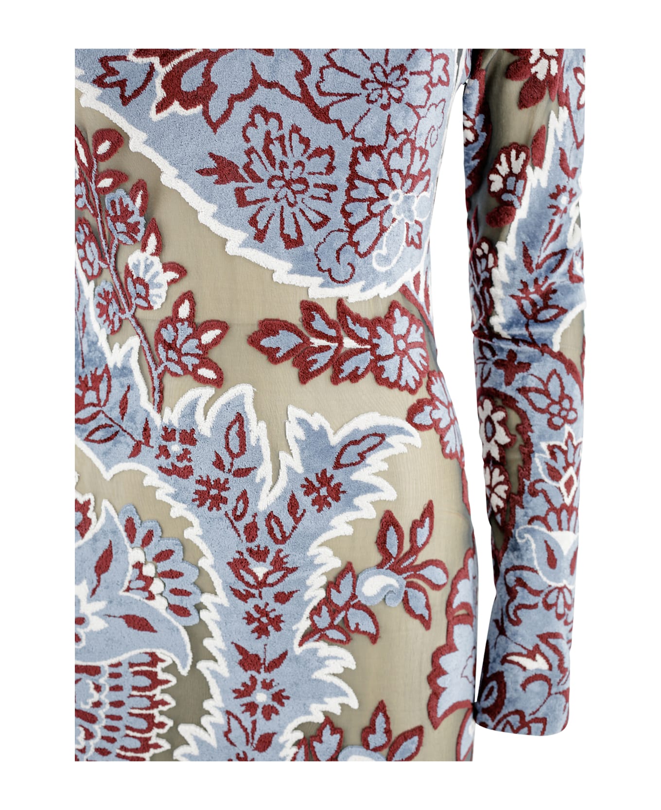 Etro Devore' Velvet Midi Dress - VAR. MULTICOLOR F.DO AZZURRO