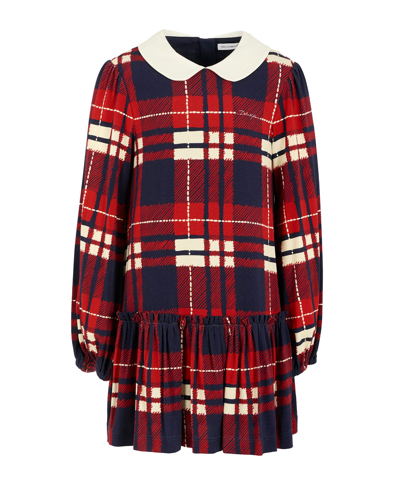 Dolce 
Gabbana Red Dress For Girl With Logo - Red