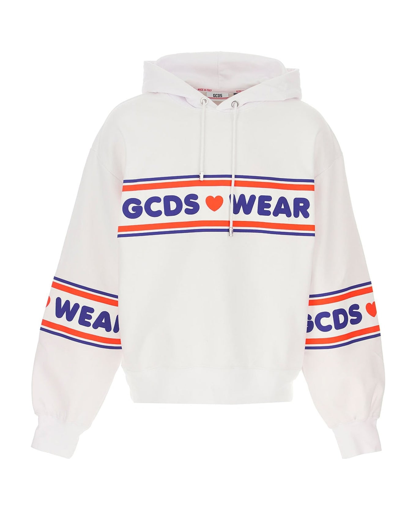 GCDS Logo Hooded Sweatshirt - White
