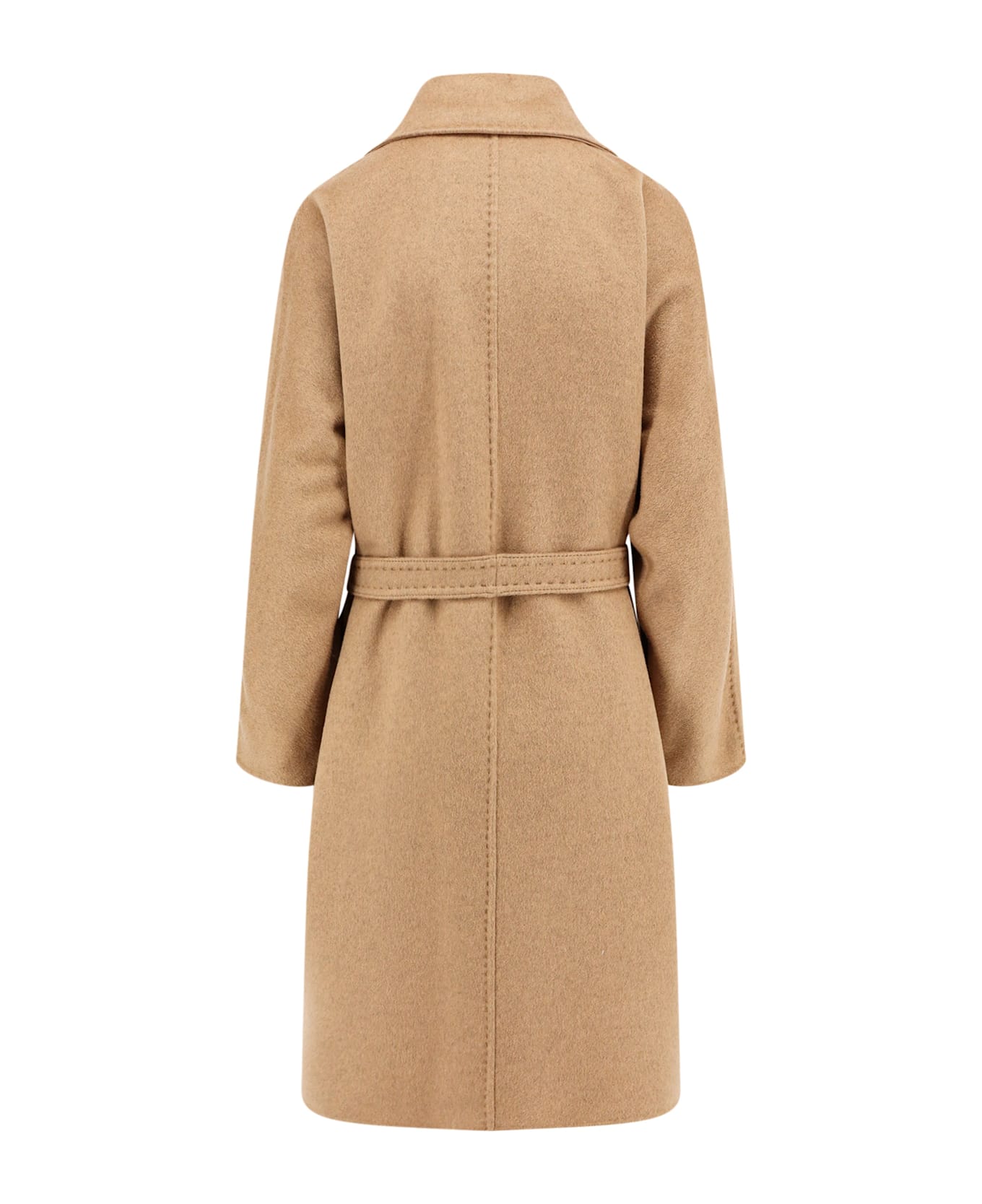 Max Mara Valle Cashmere Coat With Belt At Waist - Brown