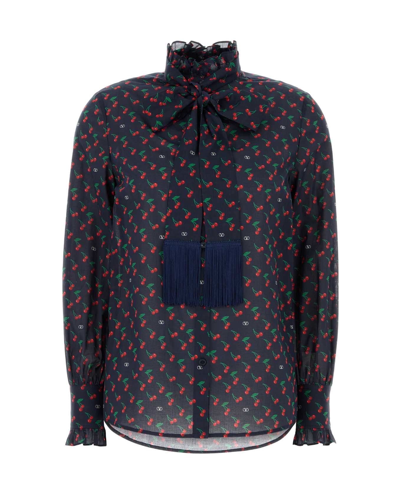 Valentino Garavani Printed Cotton Shirt - NAVYCHERRY