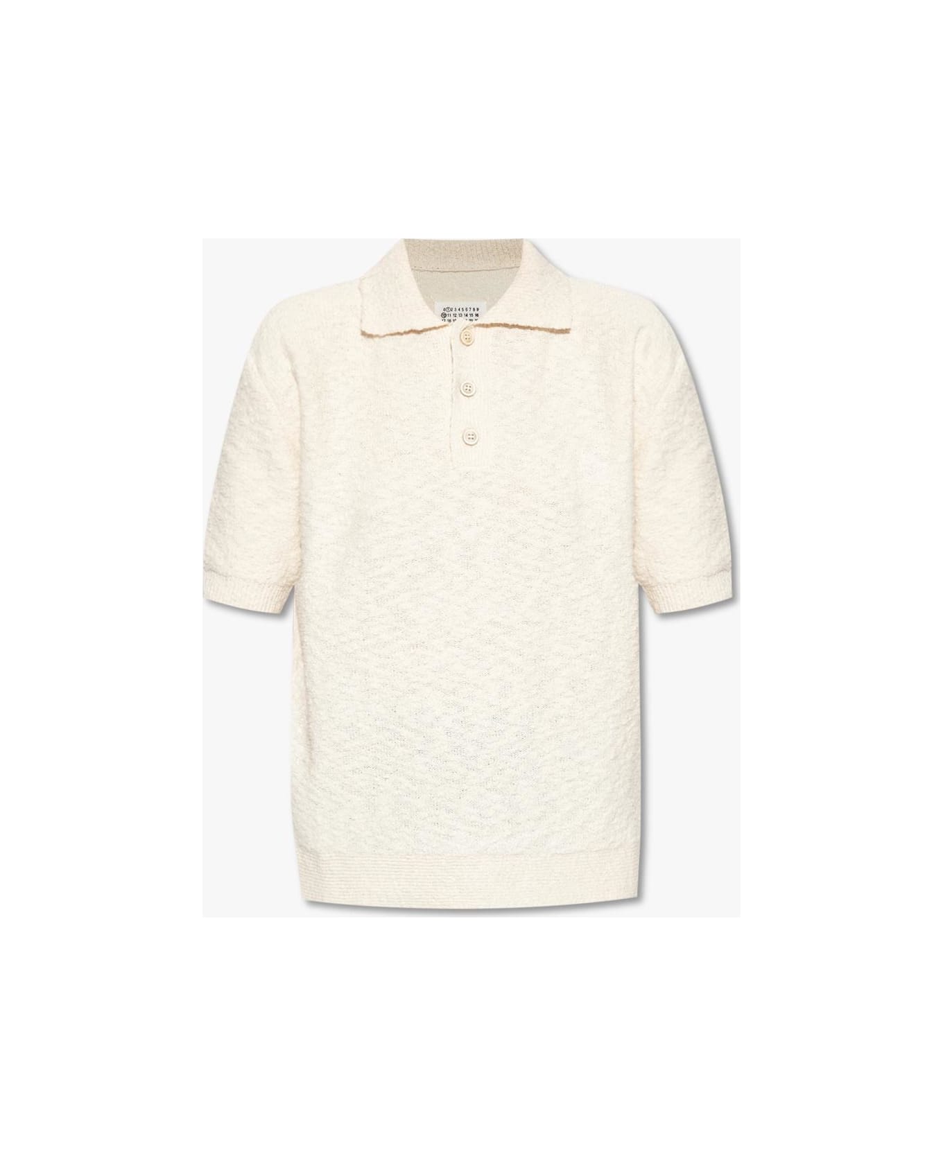 Maison Margiela Rib Trim Knit Plain Polo Shirt - 102