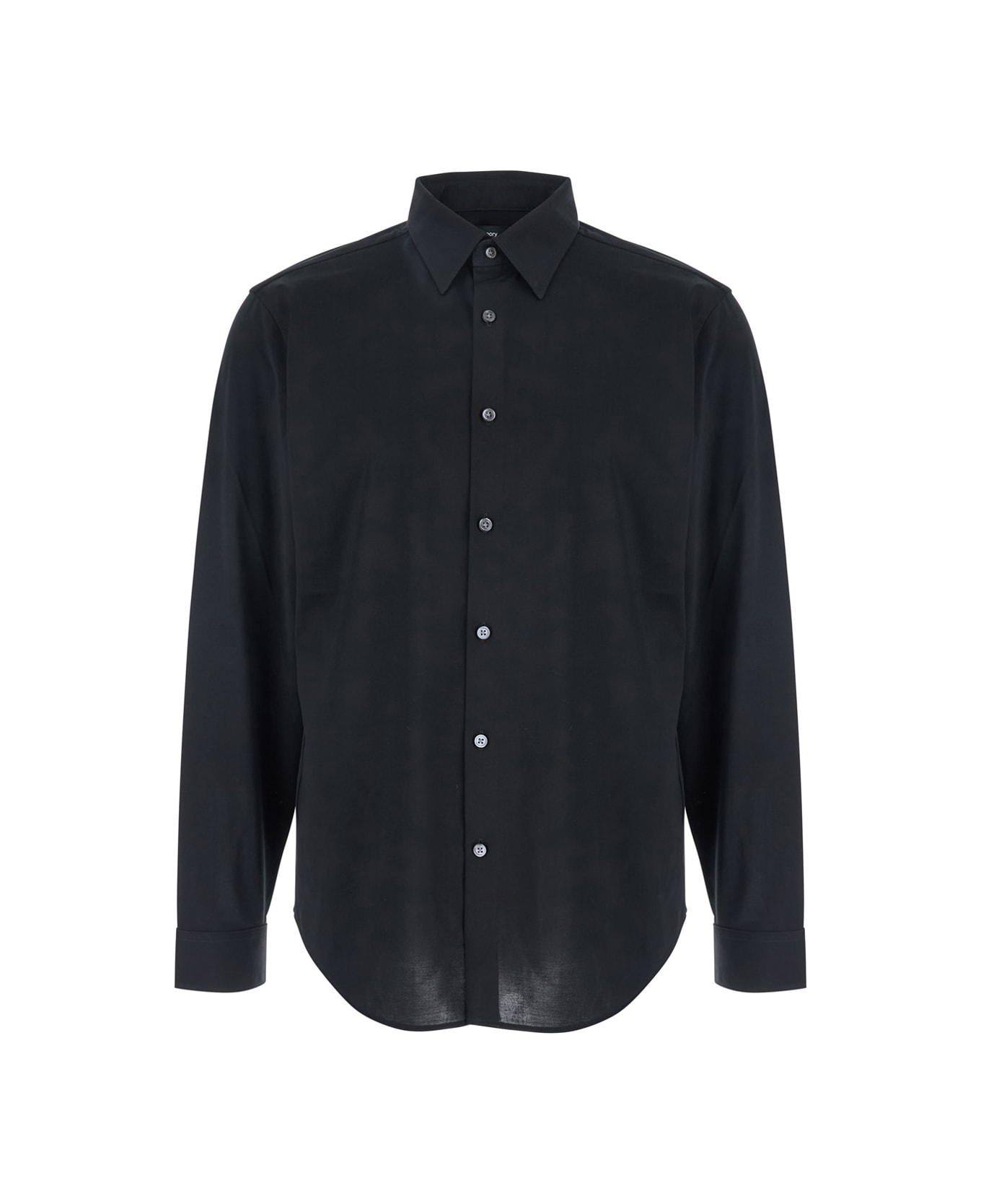 Theory 
sylvain
 Black Shirt With Pointed Collar In Cotton Blend Man - Black