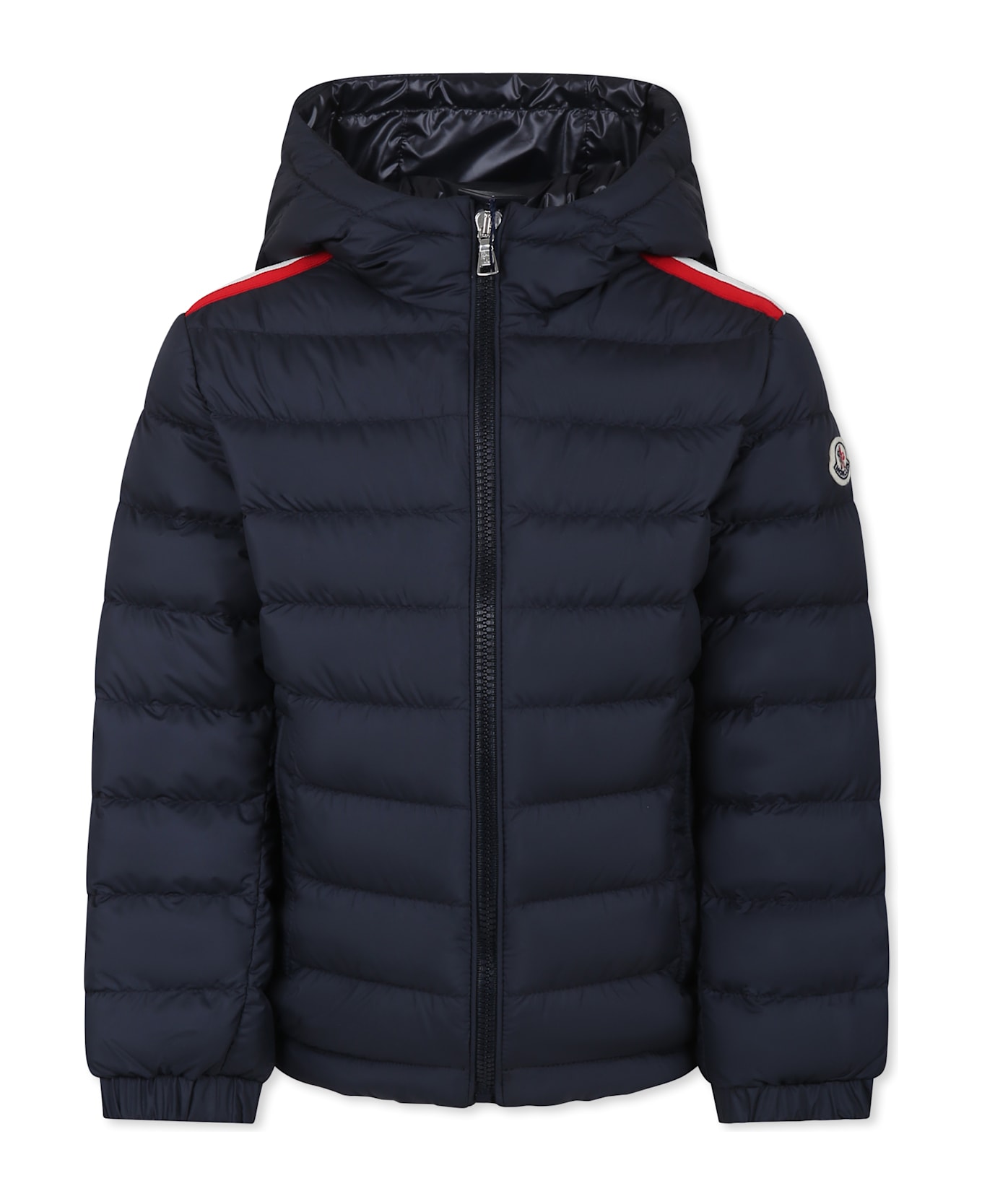 Moncler Blue Donvar Down Jacket For Boy With Logo - Blue