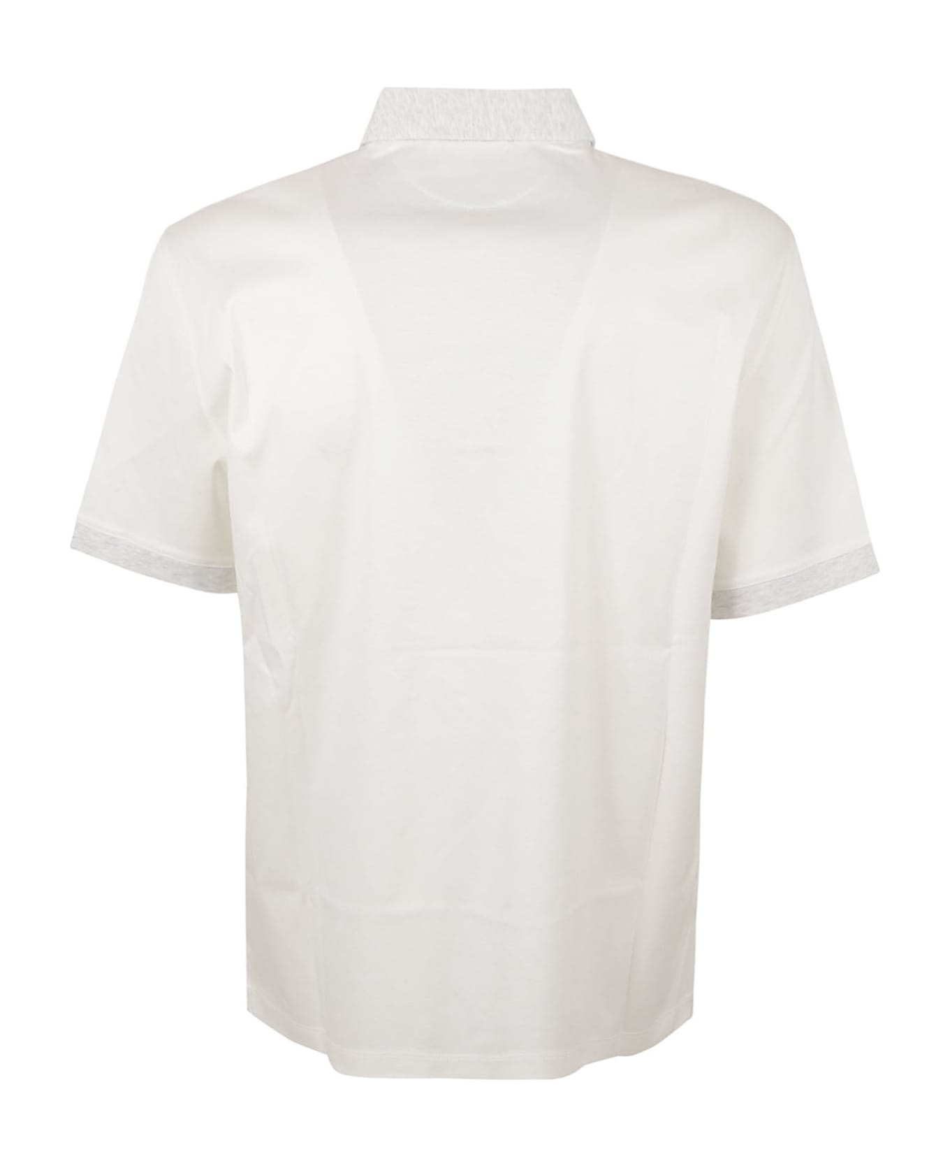 Brunello Cucinelli Logo Patched Polo Shirt - Off White/Pearl シャツ