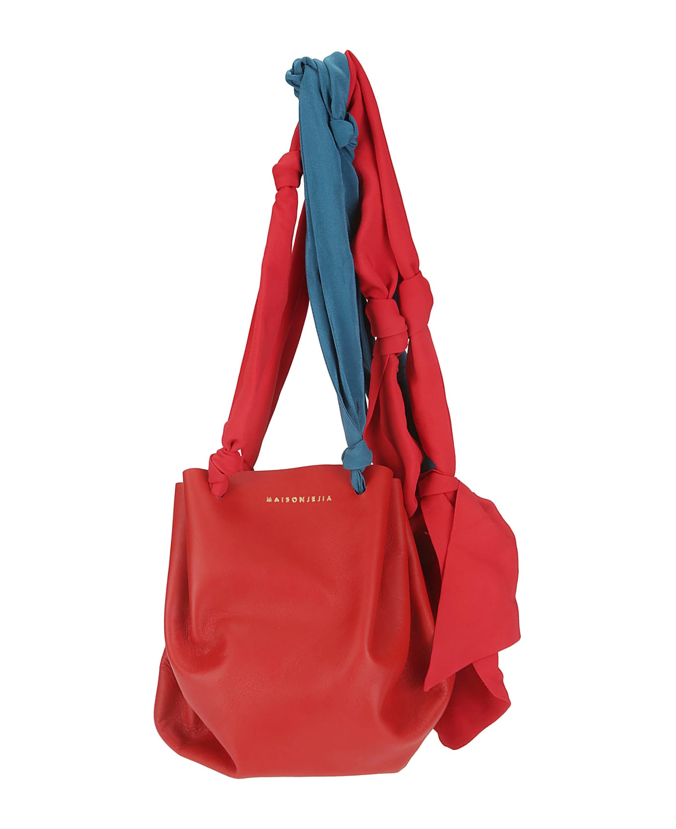 Jejia Bloom Baby Bag - RED LEATHER A1COTTON SILK トートバッグ