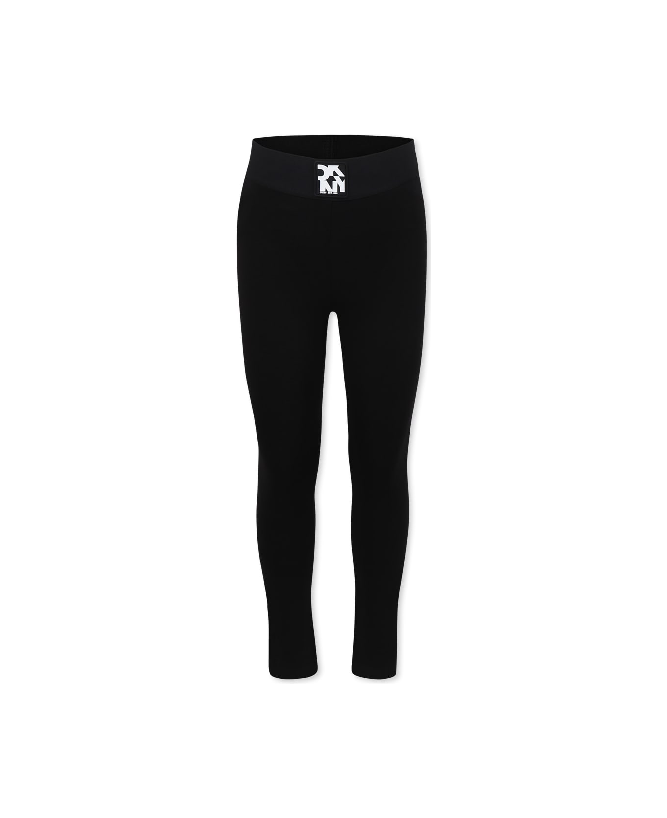 DKNY Black Leggings For Girl With Logo - Black