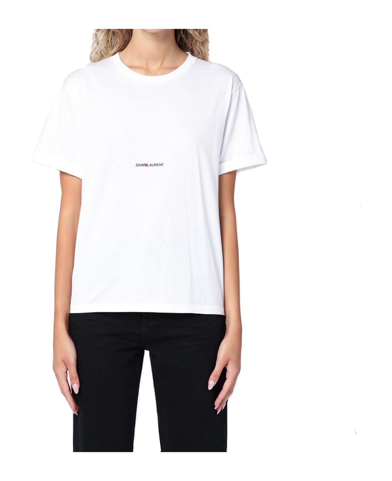 Saint Laurent Cotton Logo T-shirt - White