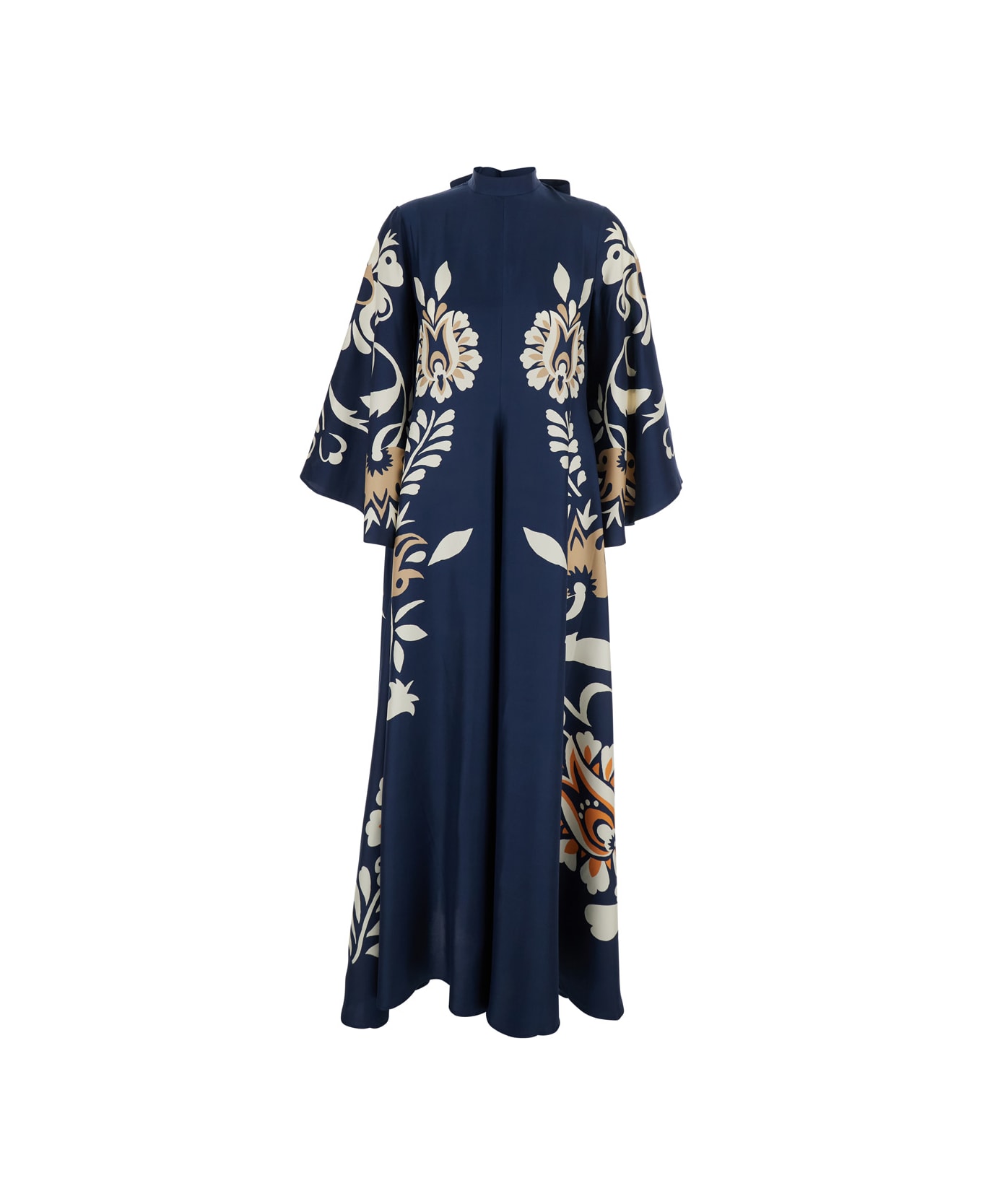 La DoubleJ Multicolor Long Dress With V-neck And Floral Motif In Silk Woman - Multicolor