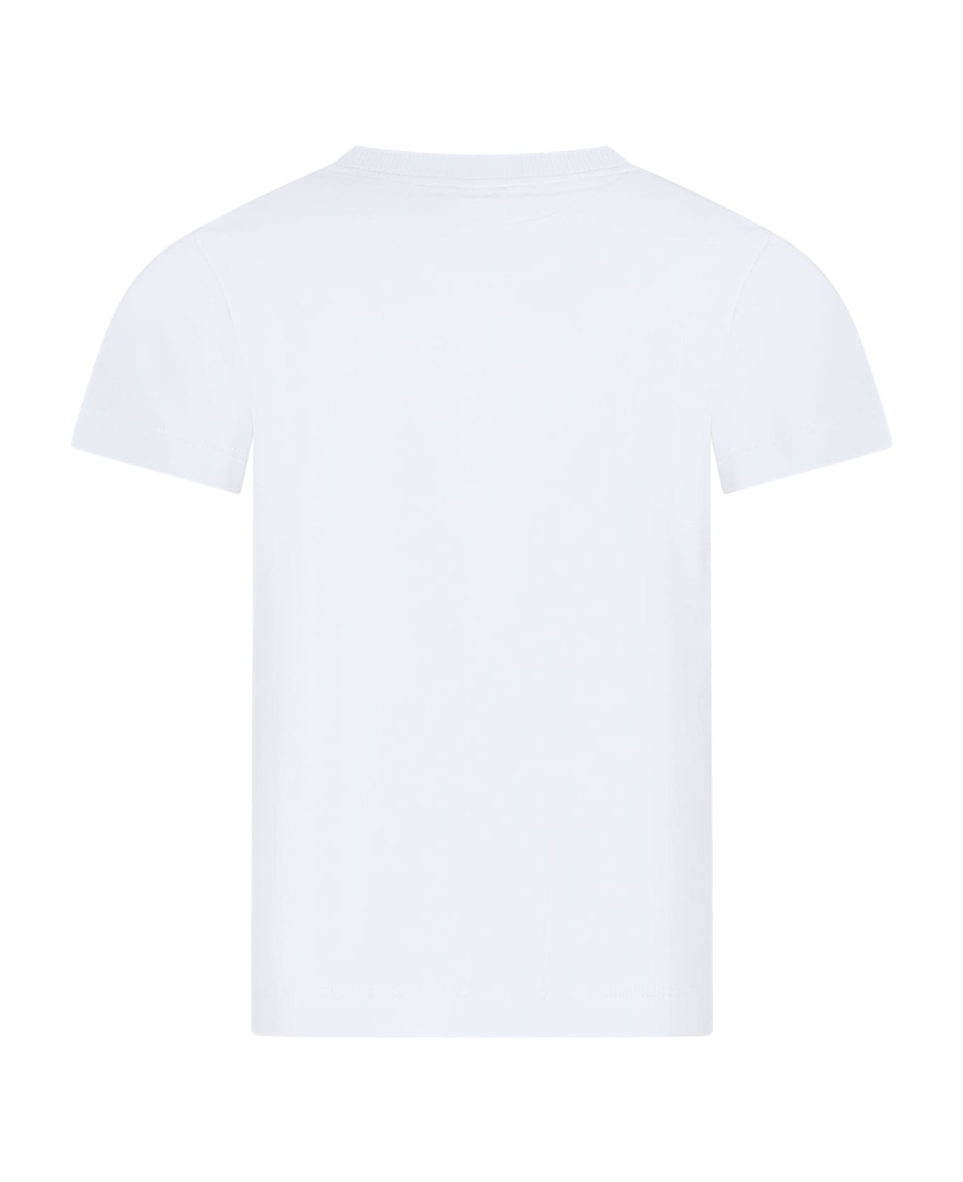 Moschino White T-shirt For Girl With Logo And Red Heart - Bianco Ottico