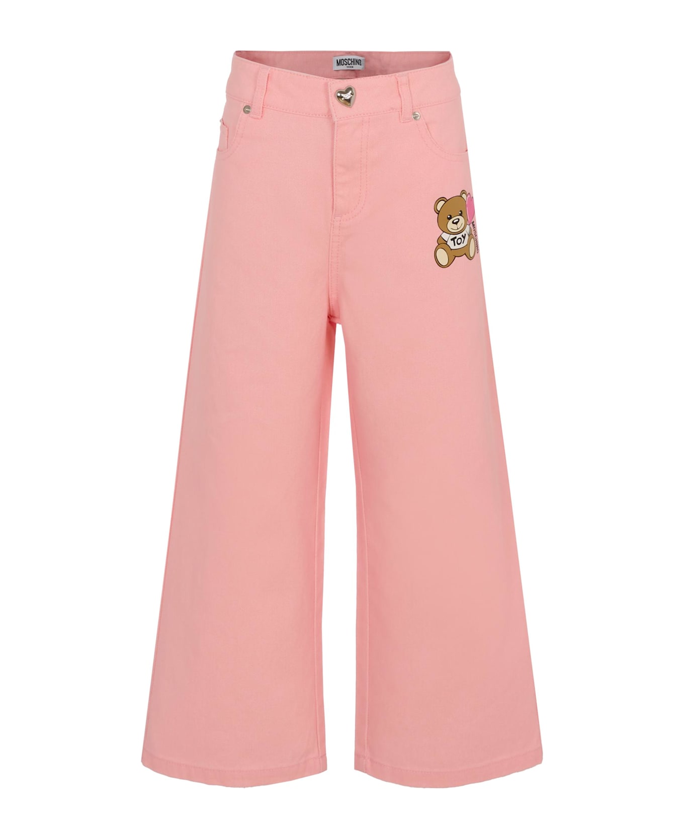 Moschino Pink Jeans For Girl With Teddy Bear - Pink