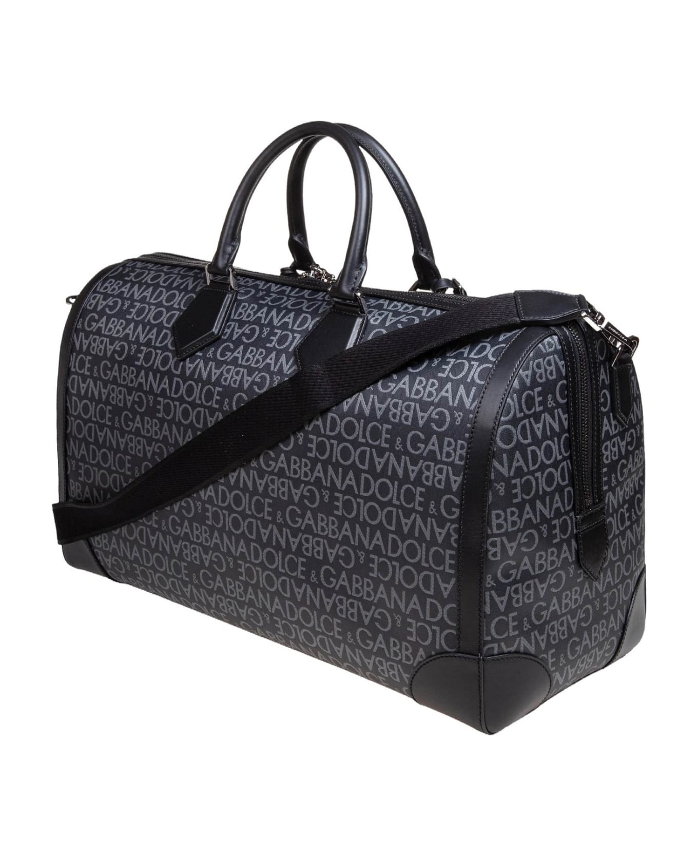 Dolce & Gabbana Allover Logo Duffle Bag - Black / Grey