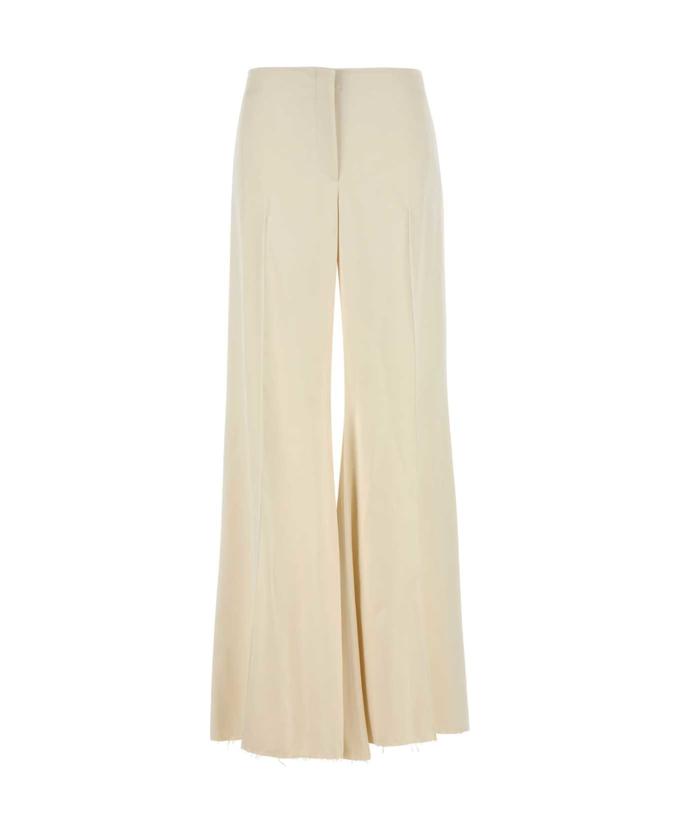 Alexander McQueen Cream Satin Wide-leg Pant - OYSTER