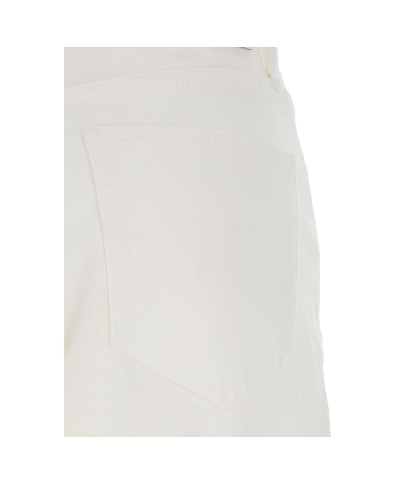 AG Jeans White Jeans With Belt Loops And Logo Patch On The Rear In Denim Woman - White
