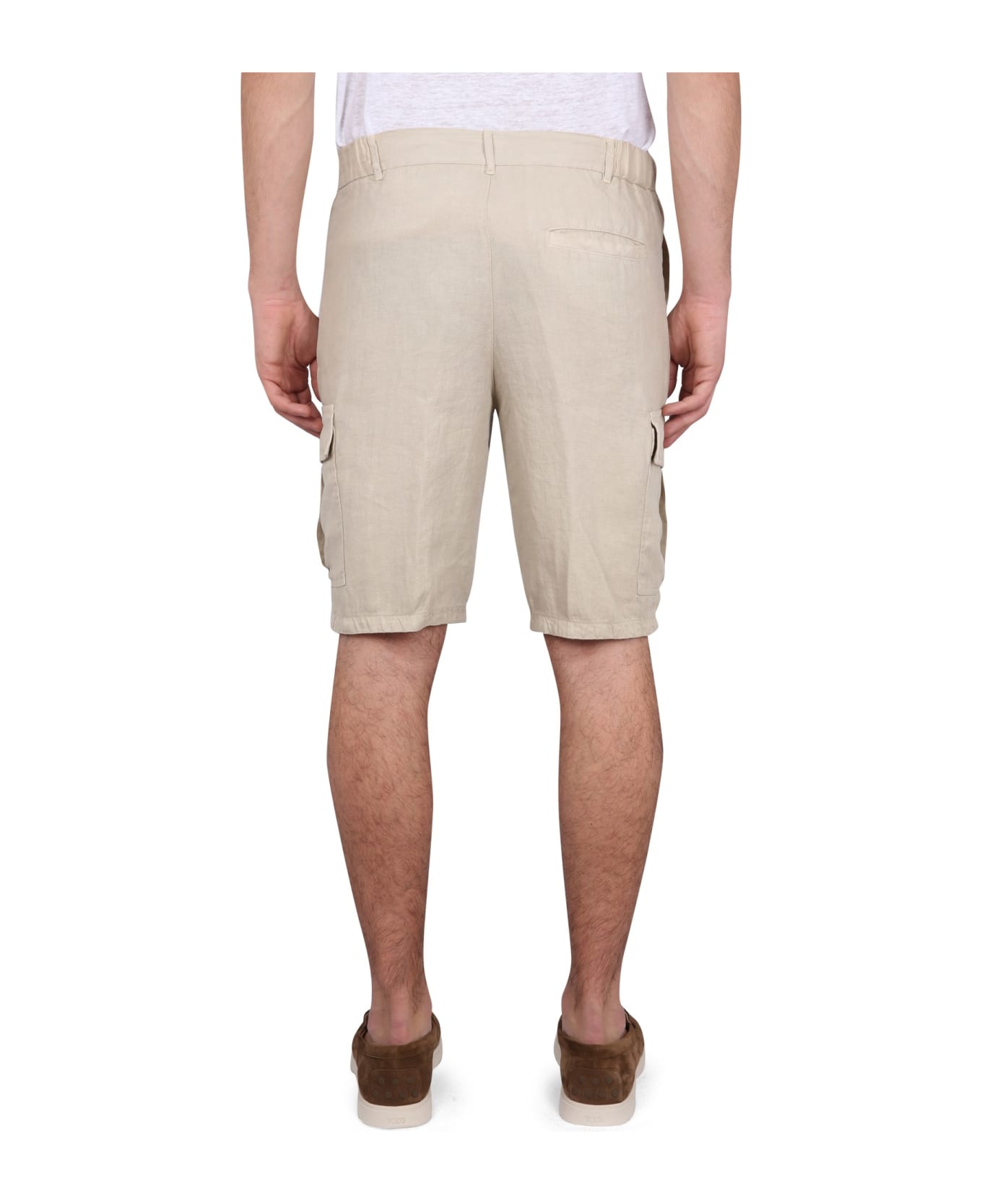 120% Lino Linen Bermuda Shorts - MARRONE