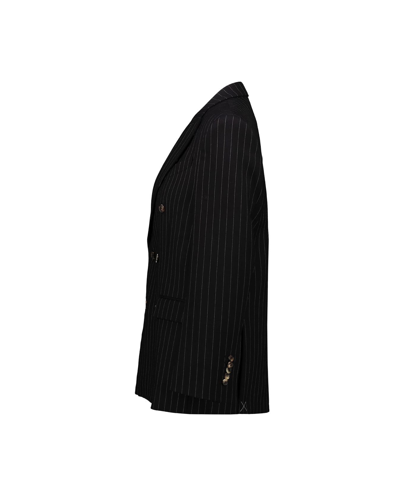 WARDROBE.NYC Double-breasted Pinstripe Blazer - Bps Black Pinstripe