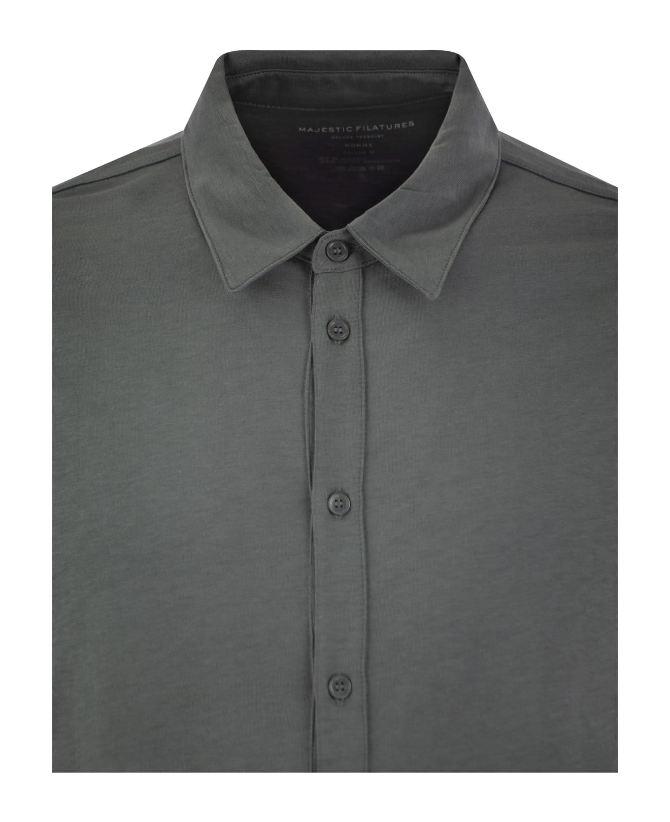 Majestic Filatures Long-sleeved Shirt In Lyocell And Cotton - Grey