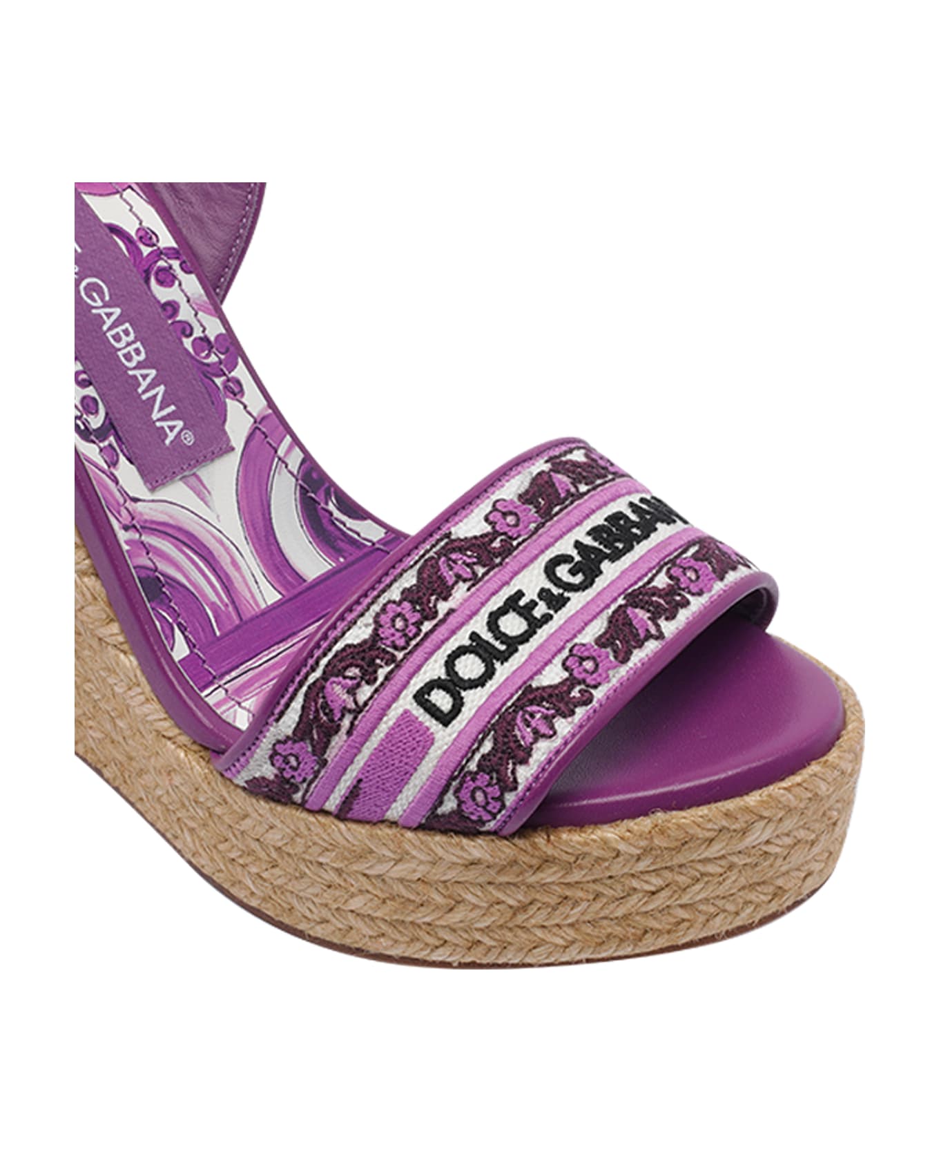 Dolce & Gabbana Maiolica Embroidery Wedges - Purple