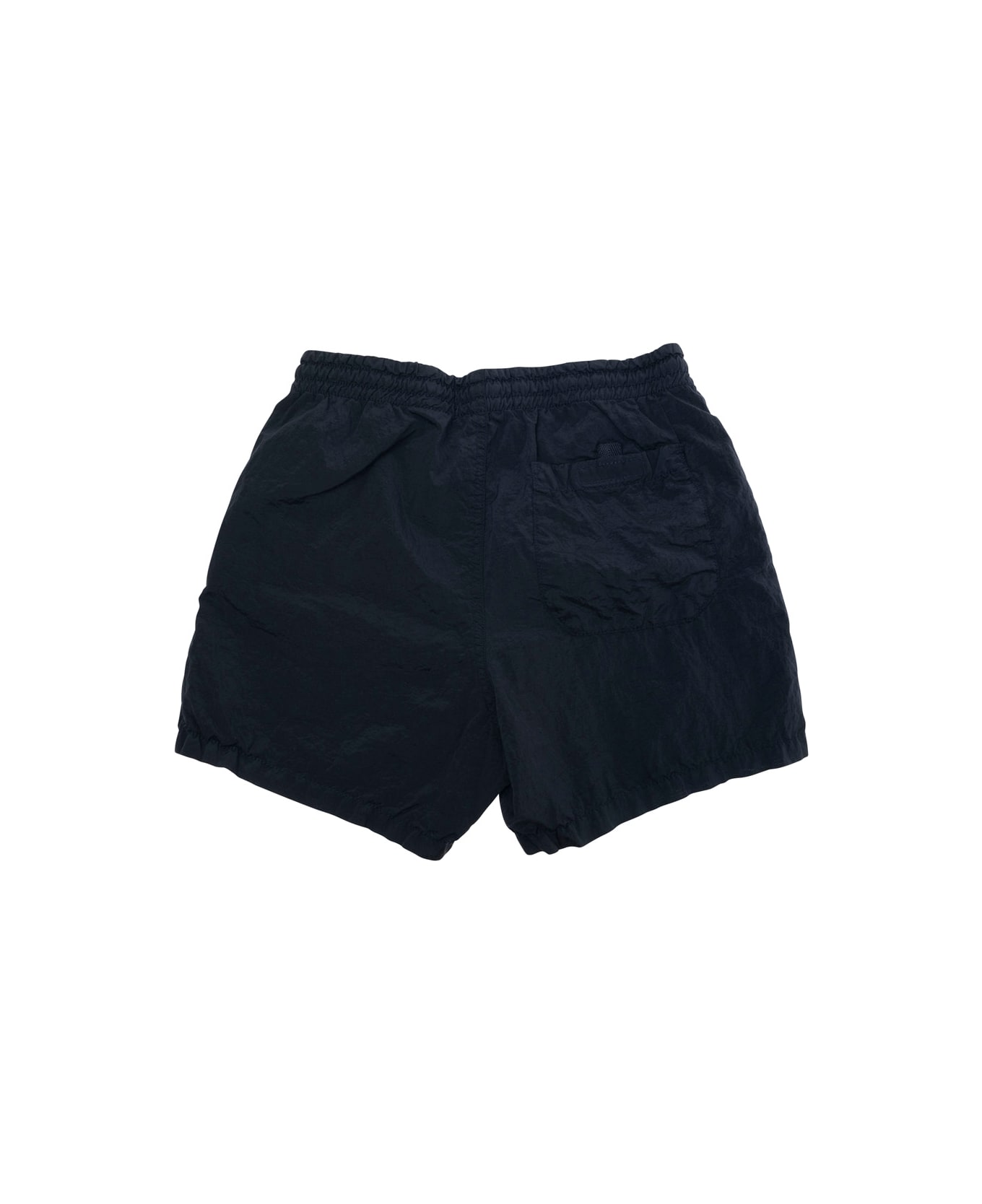Stone Island Junior Blue Shorts With Compass Logo Patch On The Leg In Tech Fabric Boy - Blu