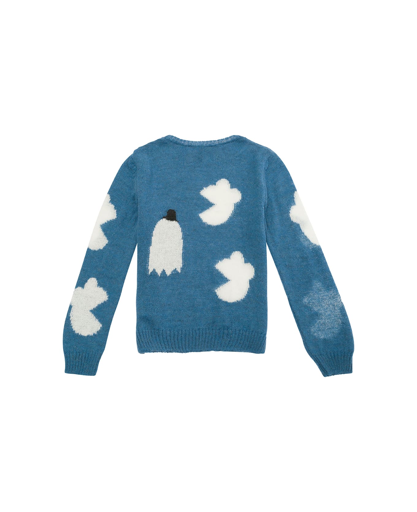 Emile Et Ida Light Blue Sweater With Pac-man Detail In Alpaca Blend Girl - Blu