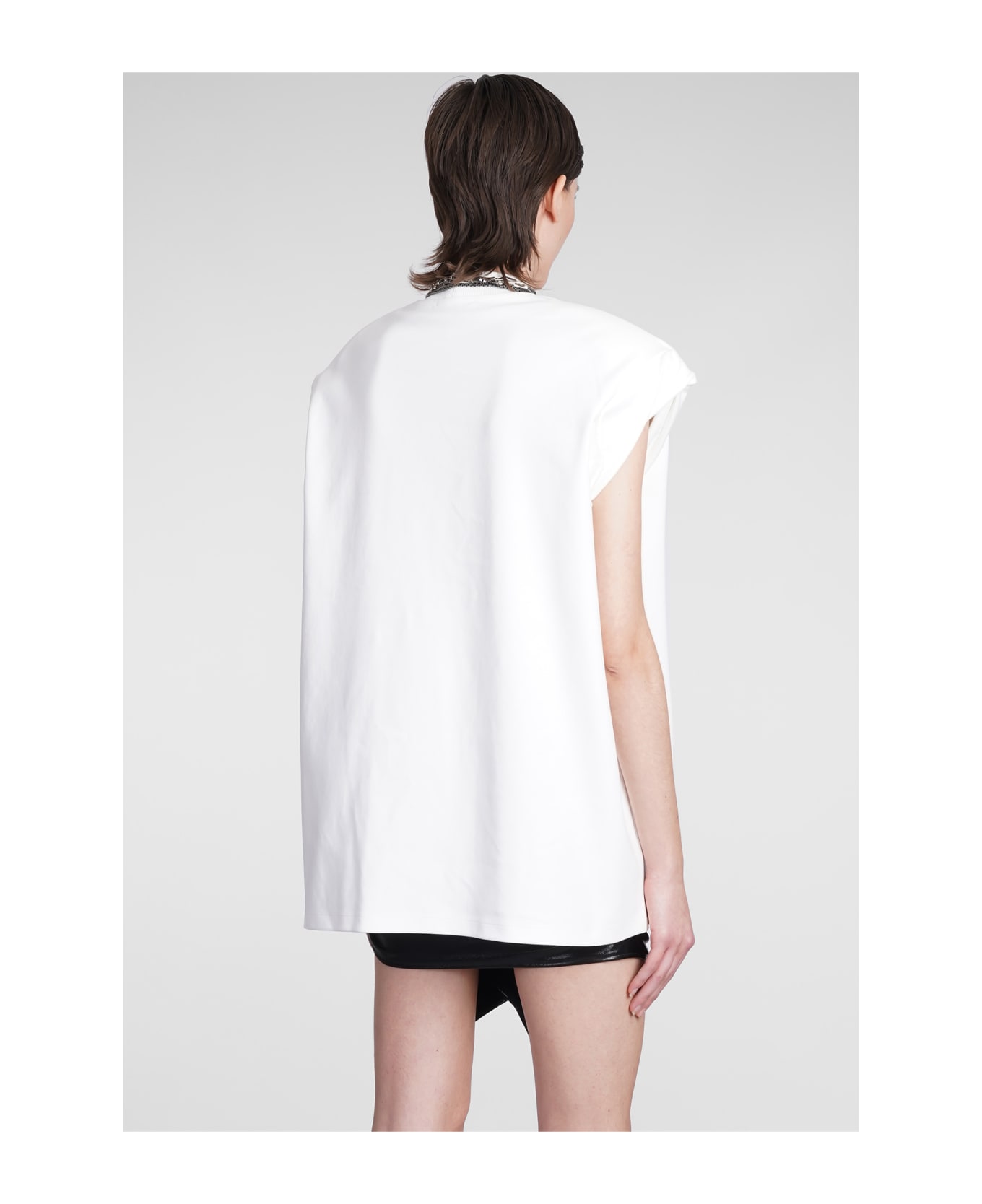 The Attico Laurie  T-shirt In White Cotton - white