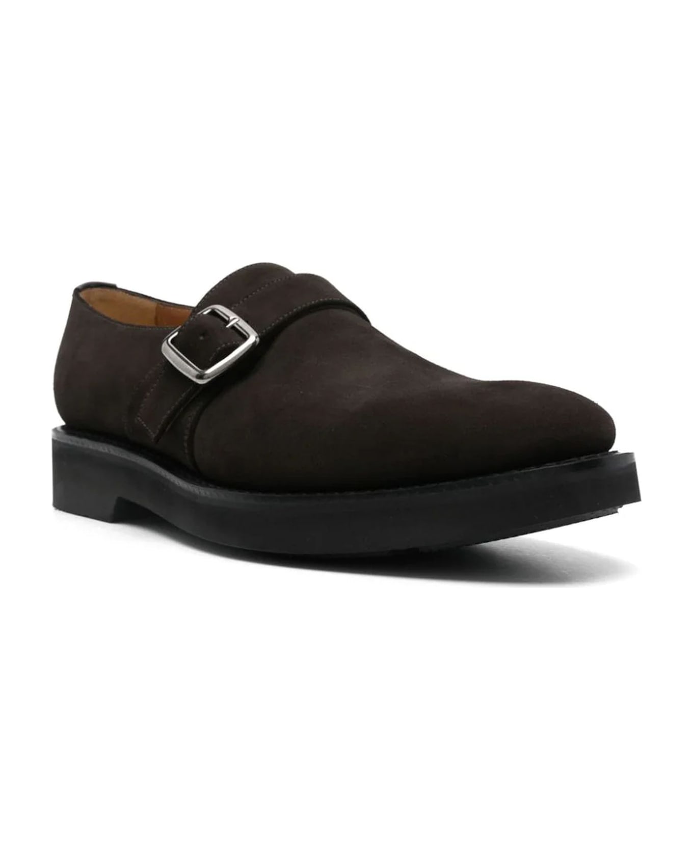 Church's Coffee Brown Calf Suede Westbury Monk Shoes - Brown