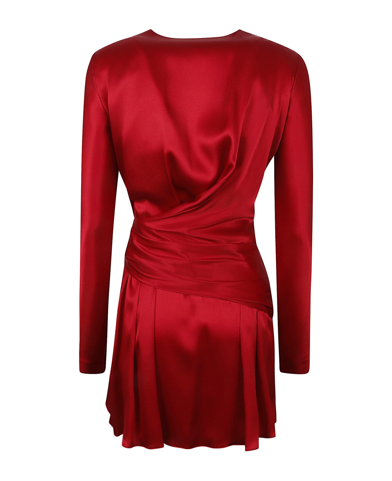 Alberta Ferretti Bow Detail V-neck Dress - Red ワンピース＆ドレス