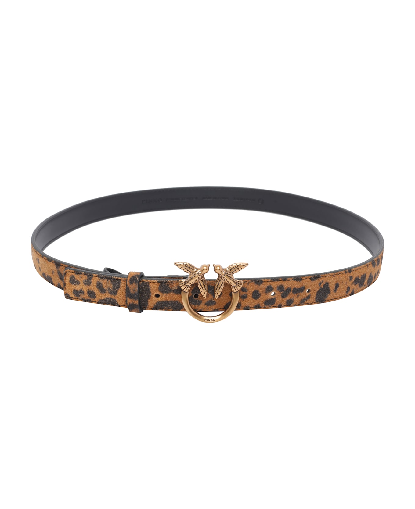 Pinko Leopard Suede Belt - Brown
