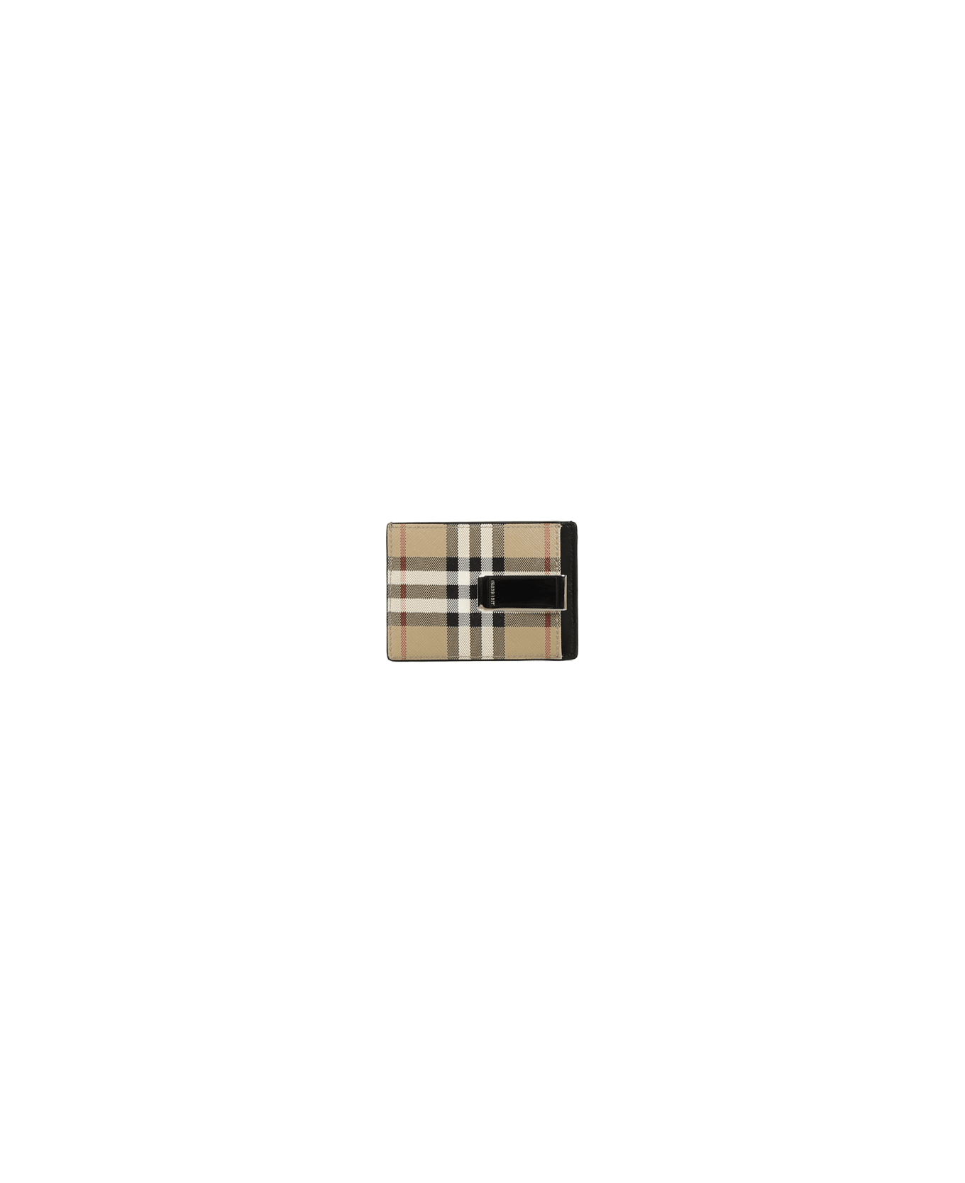Burberry Vintage Check Card Holder With Money Clip - BEIGE