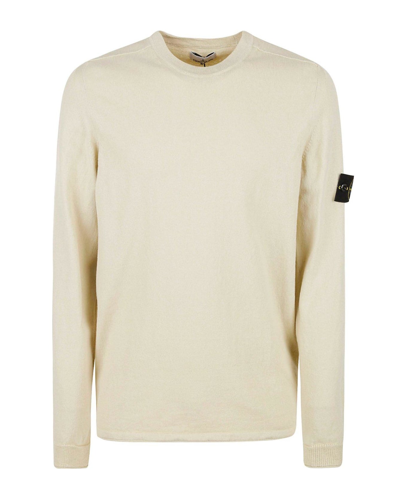 Stone Island Compass Patch Crewneck Knitted Jumper - Beige