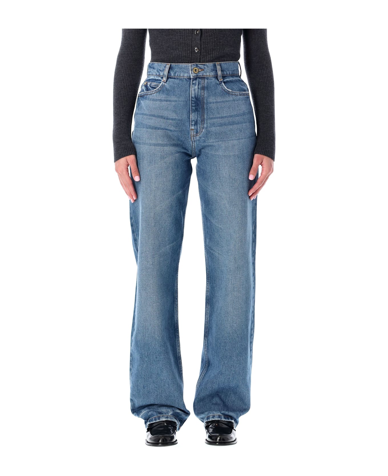 Sessùn Blue Stonewash Straight-leg Jeans With Relaxed Fit - STONE BLUE