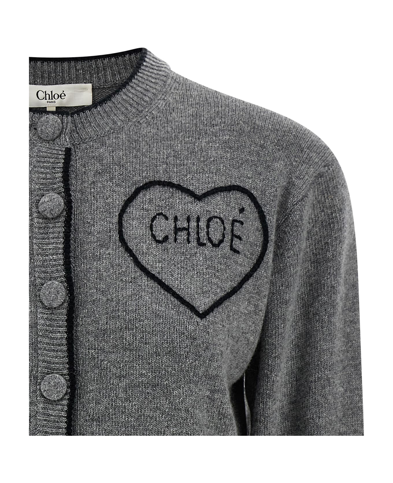 Chloé Embroidery Cardigan - Gray