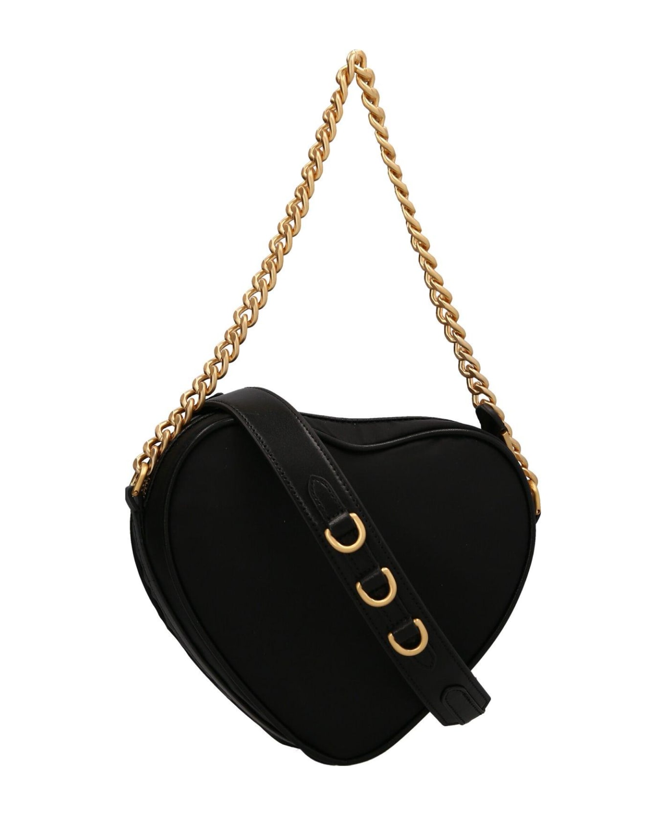 Moschino Logo-plaque Heart-shaped Zipped Shoulder Bag - Black