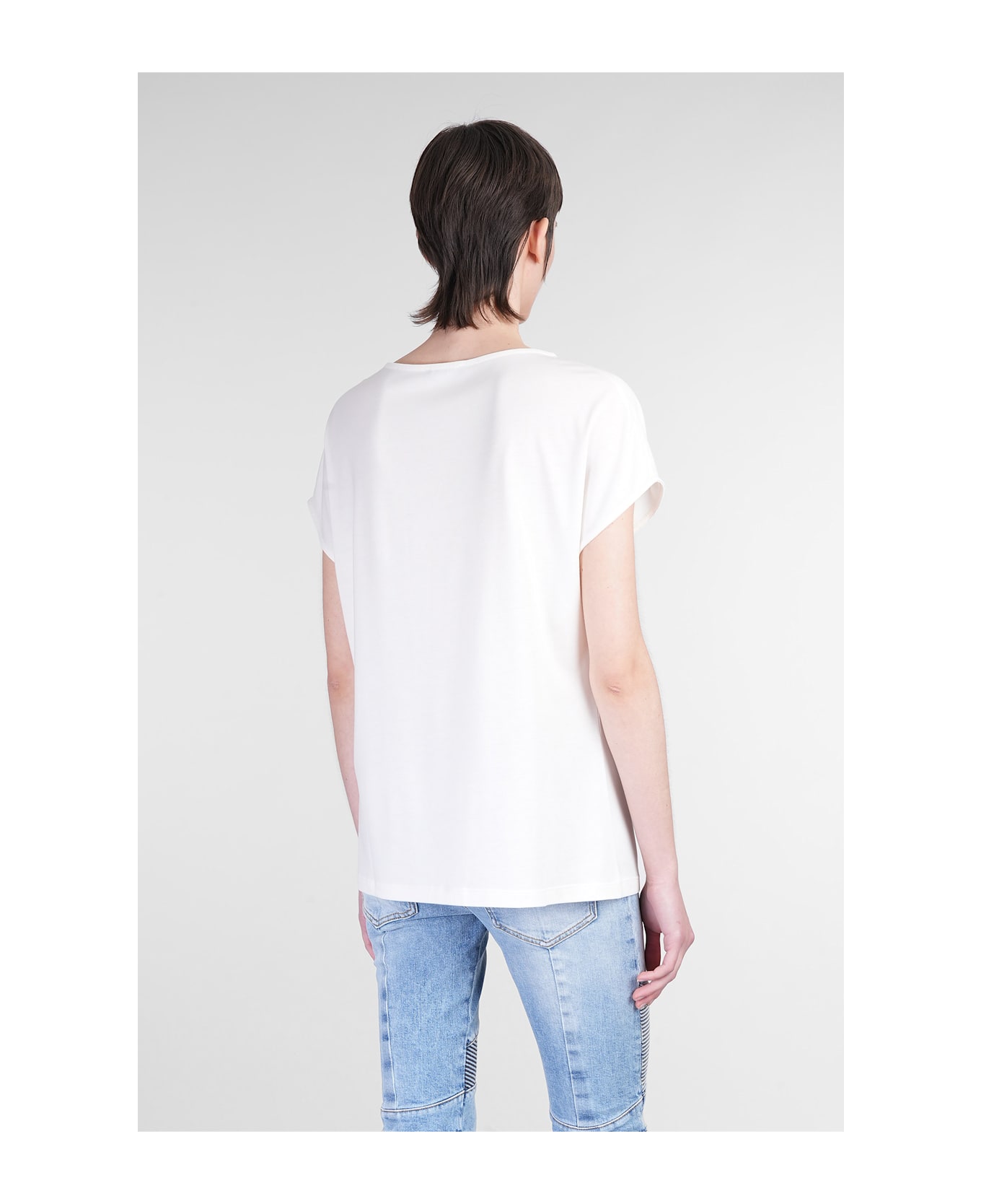 Balmain T-shirt In Beige Wool And Polyester - beige