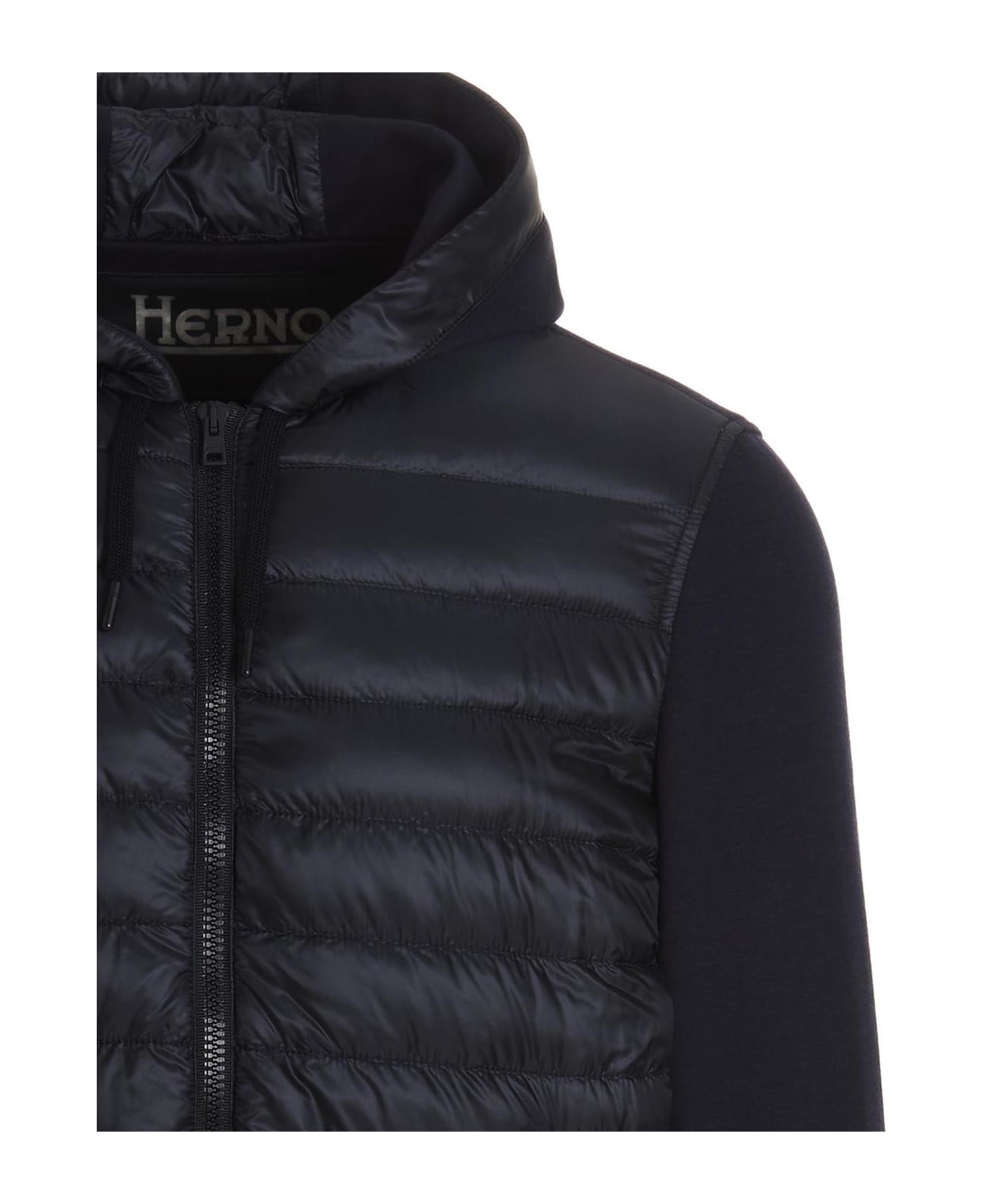 Herno Multi Material Hooded Jacket - BLUE