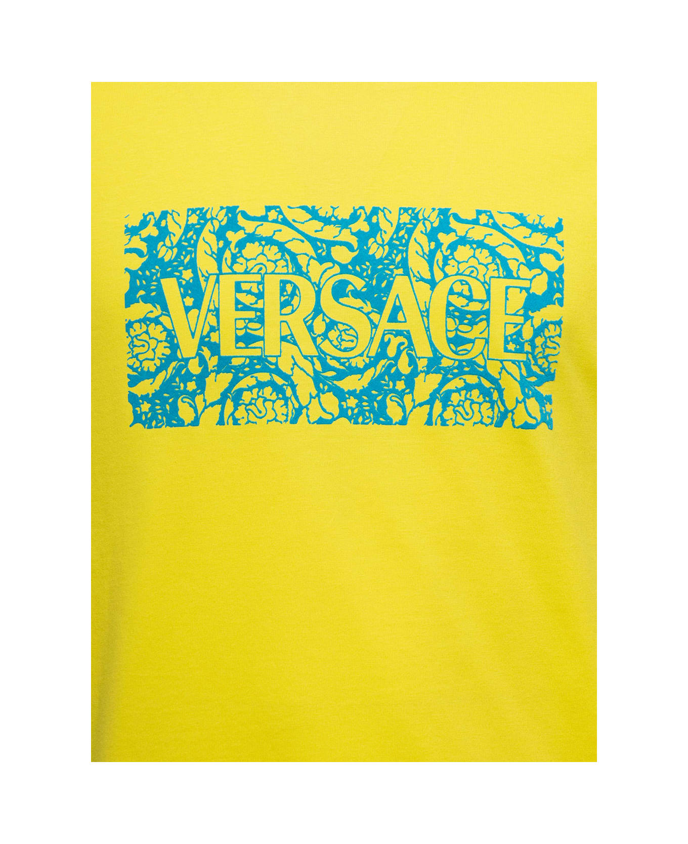 Versace T-shirt Logo Floccato - Yellow