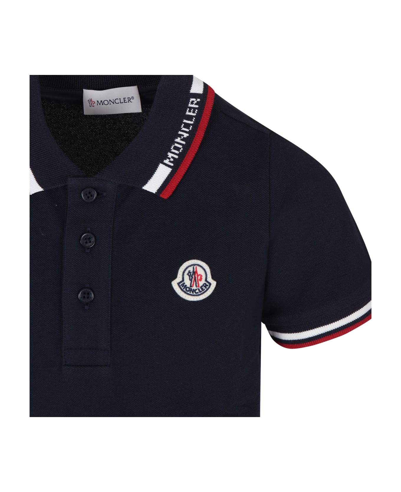 Moncler Blue Polo Shirt For Boy With Logo Tシャツ＆ポロシャツ