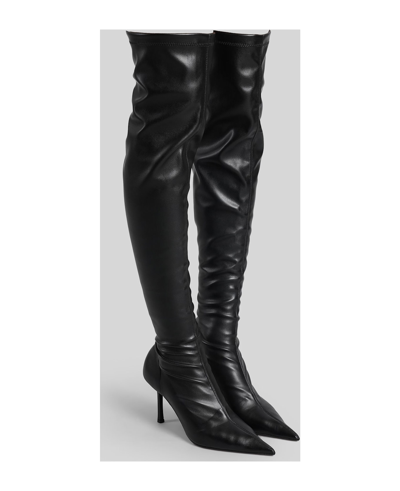 Aldo Castagna Marlene High Heels Boots In Black Leather - black