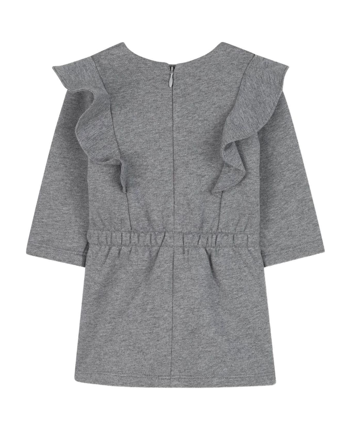 Chloé Grey Dress For Baby Girl With Logo - Grey