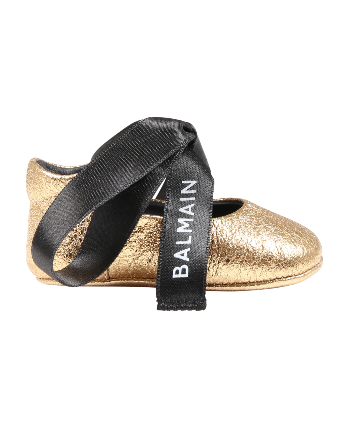 Balmain Gold Ballet Flat For Baby Girl - Gold