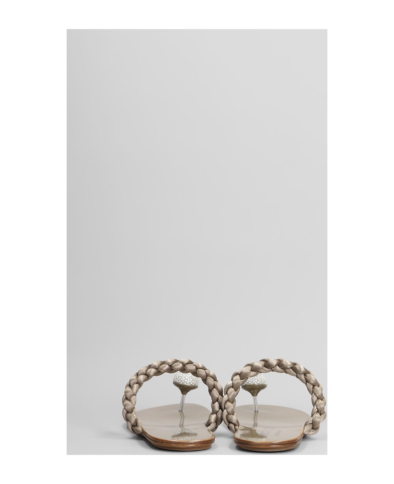 Pedro Garcia Pipa Flats In Silver Satin - silver