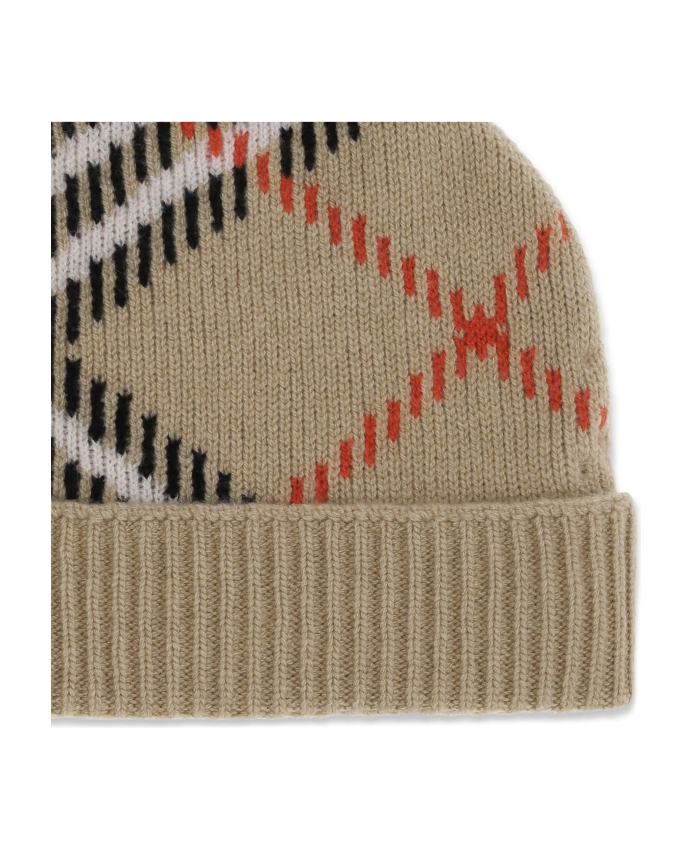 Burberry Cashmere Blend Check Beanie Hat