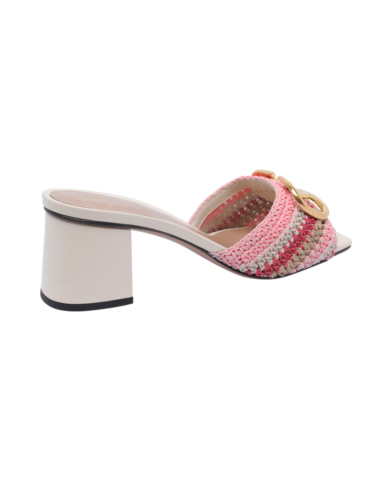 Valentino Garavani Crochet Vlogo Signature Slide Sandals - White