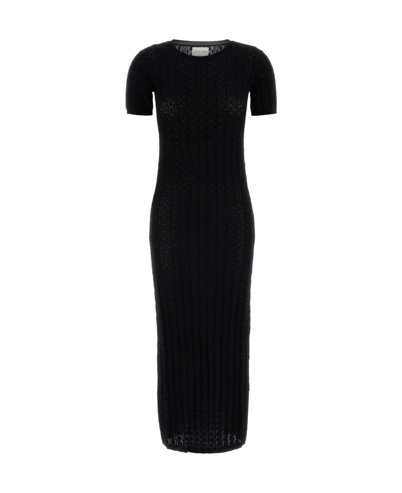Loulou Studio Black Stretch Crochet Aruba Dress - BLACH