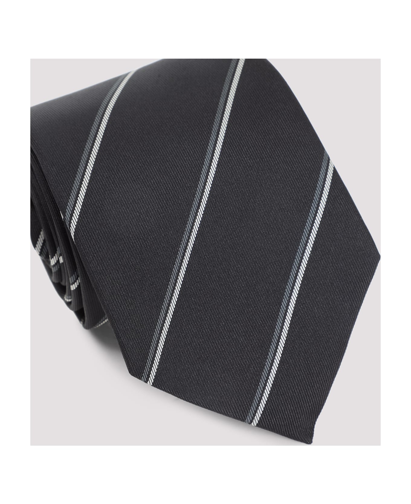 Saint Laurent Silk Tie - Black Medium Grey